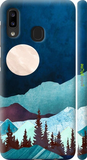 3D пластиковый матовый чехол Горная идиллия ночной пейзаж для Samsung Galaxy A20e A202F - 6488m-1709 изображение 