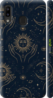 3D пластиковый матовый чехол Celestial Harmony: Sun & Moon Gold Mystic Pattern для Samsung Galaxy A20e A202F - 6778m-1709 изображение 