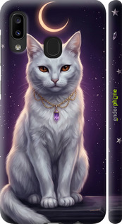 3D пластиковый матовый чехол Mystic White Cat Gothic Dark Purple Gold для Samsung Galaxy A20e A202F - 6805m-1709 изображение 