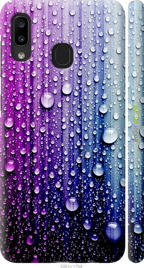 

3D пластиковий матовий чохол "Краплини води" для Samsung Galaxy A20e A202F, Синій