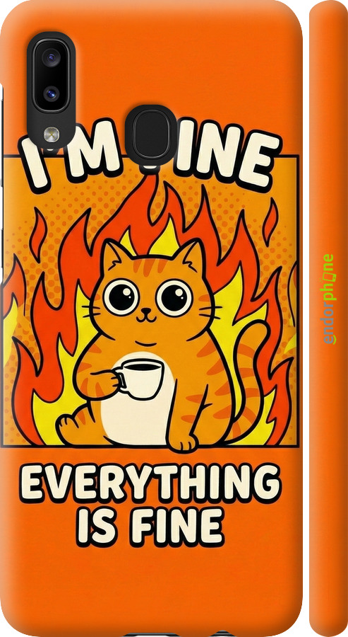 3D пластиковый матовый чехол Funny Cat для Samsung Galaxy A20e A202F - 6786m-1709 изображение 