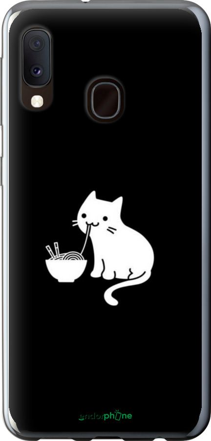 2D пластиковий чехол Милий кіт на чорному фоні для Samsung Galaxy A20e A202F - 6528t-1709 изображение 