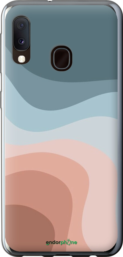 Силиконовый чехол С синими и розовыми волнами в стиле ретро для Samsung Galaxy A20e A202F - 6532u-1709 изображение 