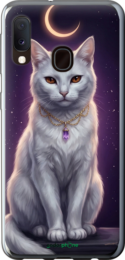 2D пластиковый чехол Mystic White Cat Gothic Dark Purple Gold для Samsung Galaxy A20e A202F - 6805t-1709 изображение 
