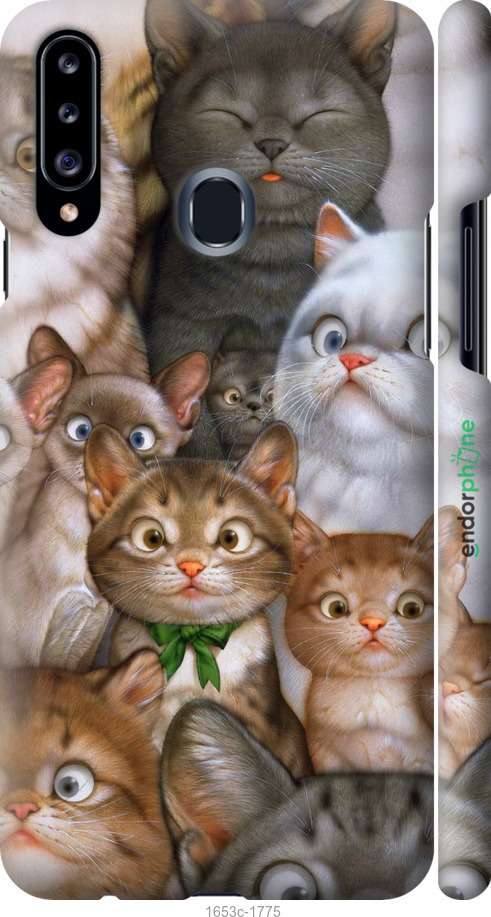 

3D пластиковий матовий чохол "Коти" для Samsung Galaxy A20s A207F