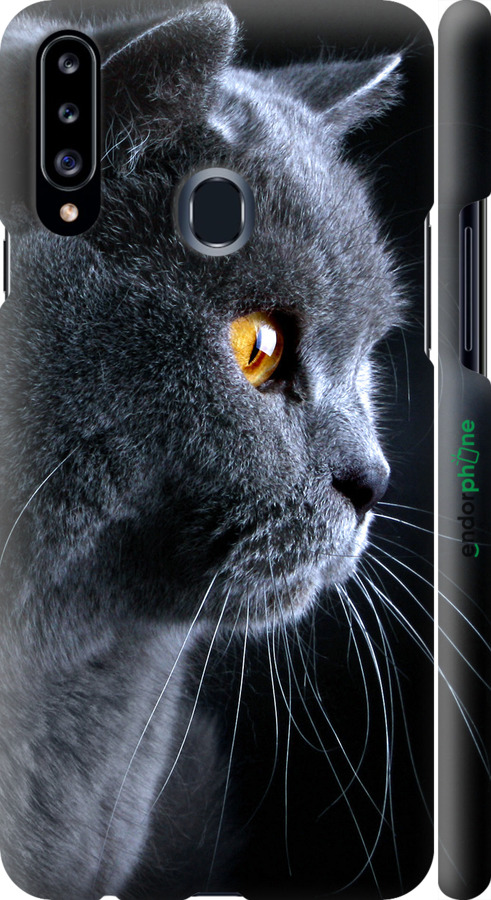 

3D пластиковий матовий чохол "Гарний кіт" для Samsung Galaxy A20s A207F, Чорний