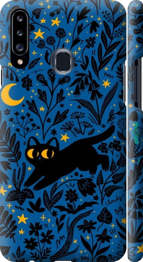 3D пластиковий матовий чехол Літня ніч для Samsung Galaxy A20s A207F - 6472m-1775 изображение 