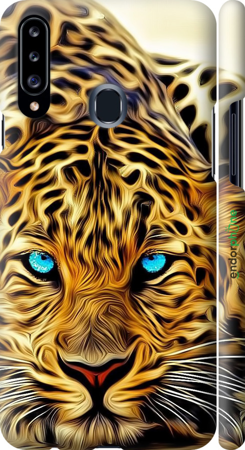 3D пластиковий матовий чехол Леопард для Samsung Galaxy A20s A207F - 6611m-1775 изображение 