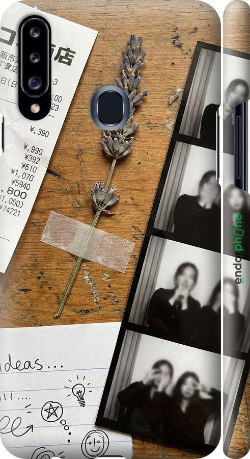 3D пластиковый матовый чехол Aesthetic Scrapbook Collage для Samsung Galaxy A20s A207F - 6773m-1775 изображение 