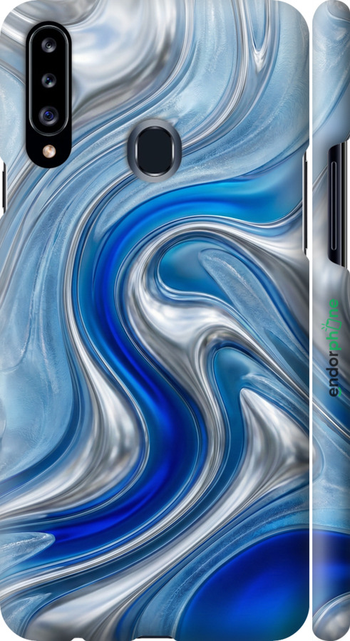 3D пластиковый матовый чехол Liquid Chrome для Samsung Galaxy A20s A207F - 6781m-1775 изображение 