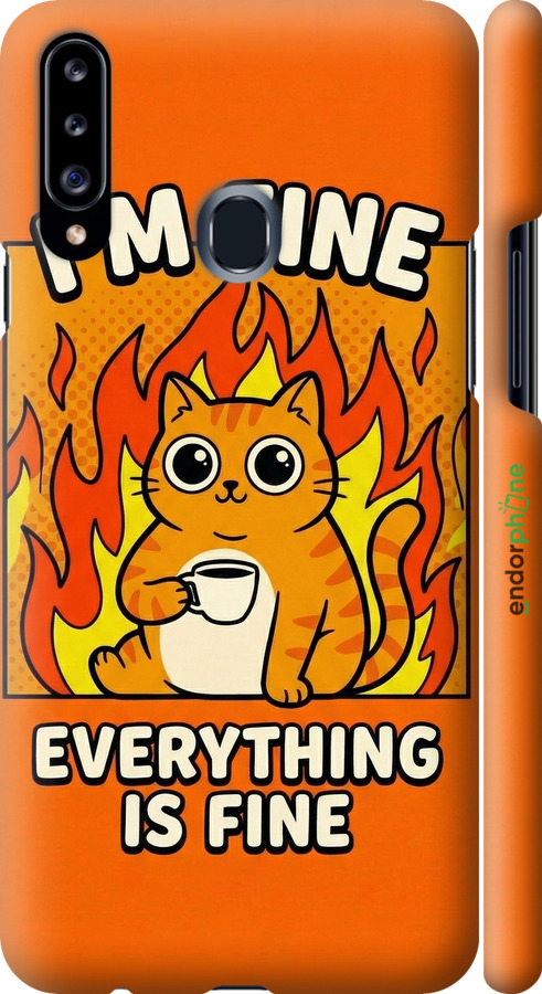 3D пластиковый матовый чехол Funny Cat для Samsung Galaxy A20s A207F - 6786m-1775 изображение 