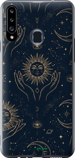 2D пластиковый чехол Celestial Harmony: Sun & Moon Gold Mystic Pattern для Samsung Galaxy A20s A207F - 6778t-1775 изображение 