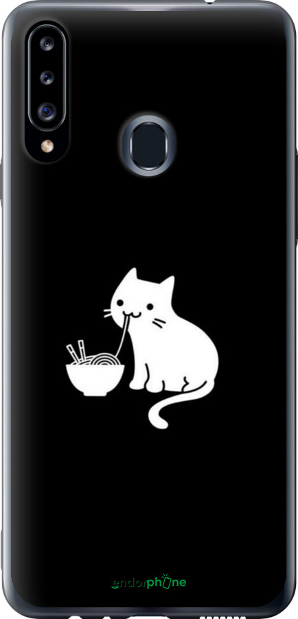 2D пластиковый чехол С милым котом на черном фоне для Samsung Galaxy A20s A207F - 6528t-1775 изображение 