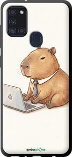 TPU чехол Funny Capybara CEO Working для Samsung Galaxy A21s A217F - 6777b-1943 изображение 