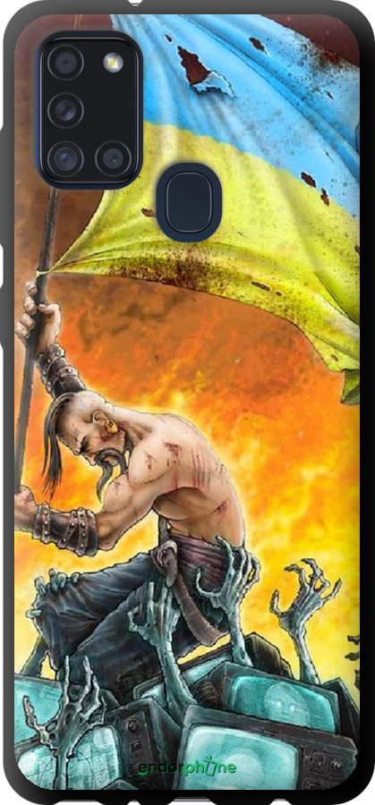 

TPU чорний чохол "Сильна Україна" для Samsung Galaxy A21s A217F, Синій