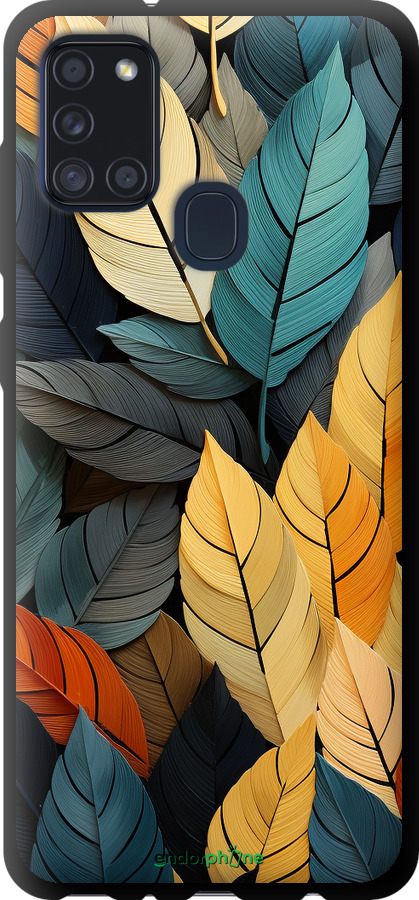TPU чехол Кольорове листя для Samsung Galaxy A21s A217F - 5644b-1943 изображение 