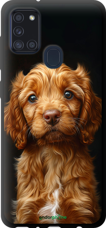 TPU чехол Cocker spaniel на черном фоне для Samsung Galaxy A21s A217F - 6137b-1943 изображение 