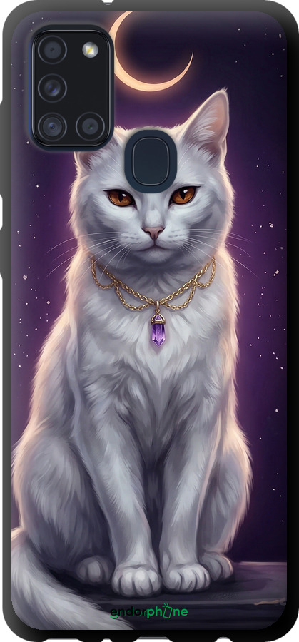 TPU чехол Mystic White Cat Gothic Dark Purple Gold для Samsung Galaxy A21s A217F - 6805b-1943 изображение 