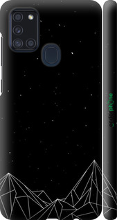 3D пластиковий матовий чехол Чорно білі абстрактні гори для Samsung Galaxy A21s A217F - 6437m-1943 изображение 