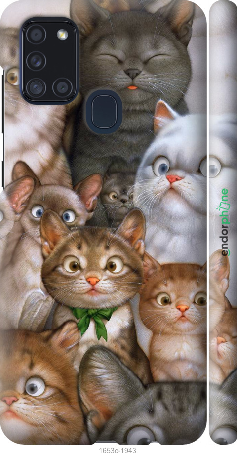 

3D пластиковий матовий чохол "Коти" для Samsung Galaxy A21s A217F