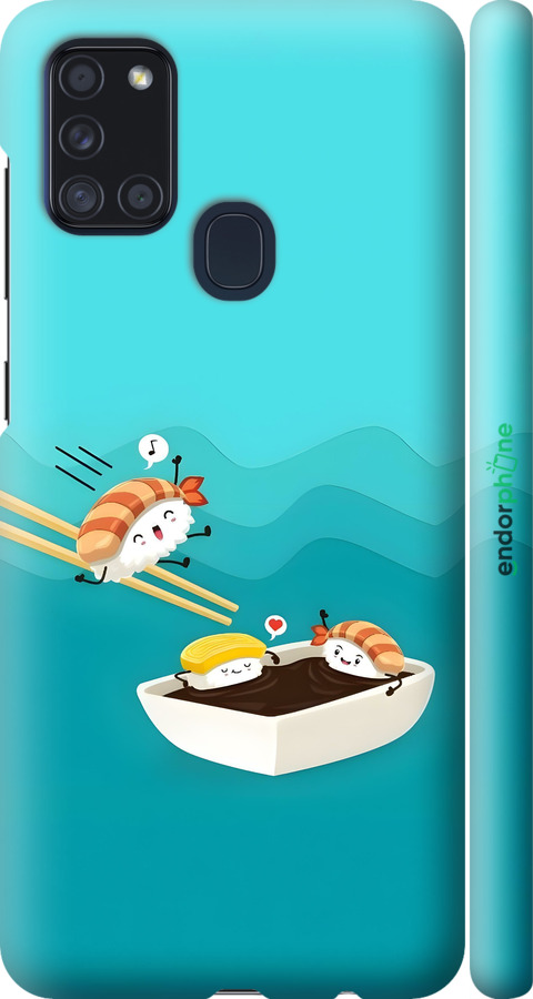 3D пластиковый матовый чехол Суши для Samsung Galaxy A21s A217F - 6354m-1943 изображение 
