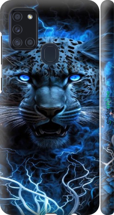 3D пластиковый матовый чехол Ледяной леопард для Samsung Galaxy A21s A217F - 6460m-1943 изображение 