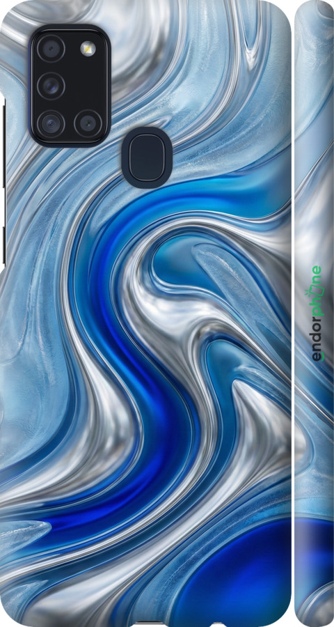 3D пластиковый матовый чехол Liquid Chrome для Samsung Galaxy A21s A217F - 6781m-1943 изображение 