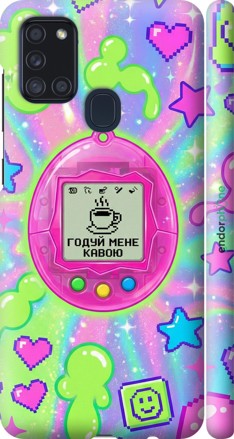 3D пластиковый матовый чехол Y2K Aesthetic Retro Pet: Годуй мене кавою для Samsung Galaxy A21s A217F - 6784m-1943 изображение 