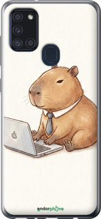 Силиконовый чехол Funny Capybara CEO Working для Samsung Galaxy A21s A217F - 6777u-1943 изображение 