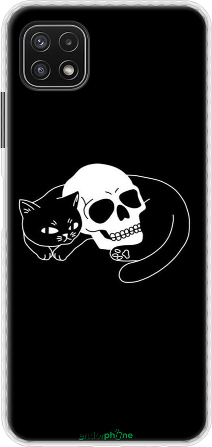 Чохол Bumper чехол Із зображенням кота та черепа для Samsung Galaxy A22 5G A226B - 6491pc-2581 изображение 