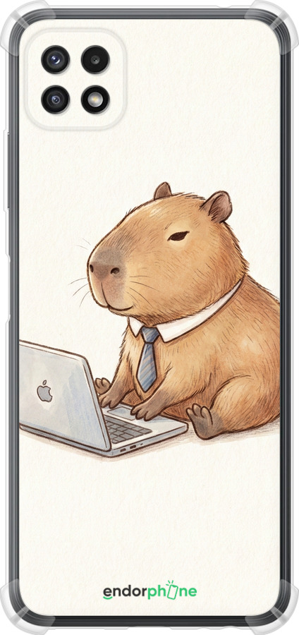 Силіконовий протиударний с посиленими кутами чехол Funny Capybara CEO Working для Samsung Galaxy A22 5G A226B - 6777sp-2581 изображение 