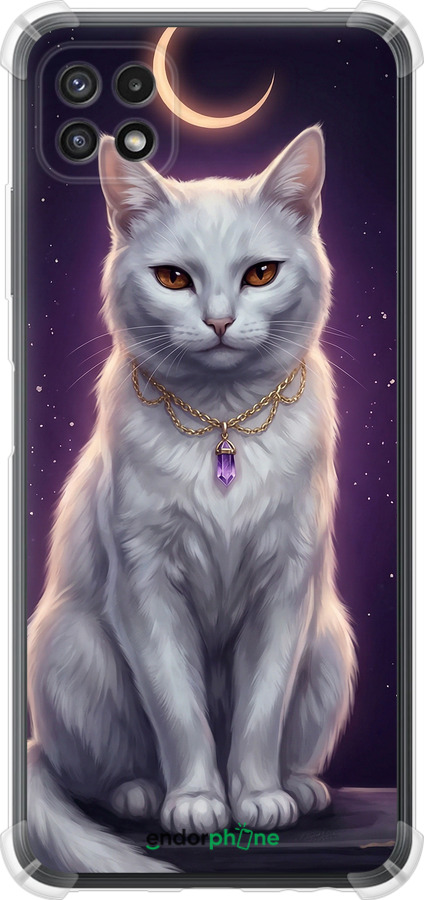 Силіконовий протиударний с посиленими кутами чехол Mystic White Cat Gothic Dark Purple Gold для Samsung Galaxy A22 5G A226B - 6805sp-2581 изображение 