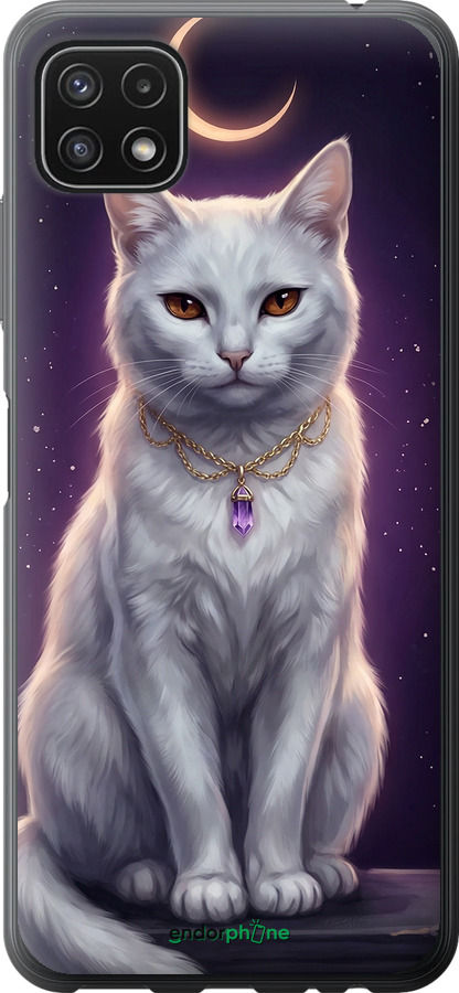 Силіконовий чехол Mystic White Cat Gothic Dark Purple Gold для Samsung Galaxy A22 5G A226B - 6805u-2581 изображение 