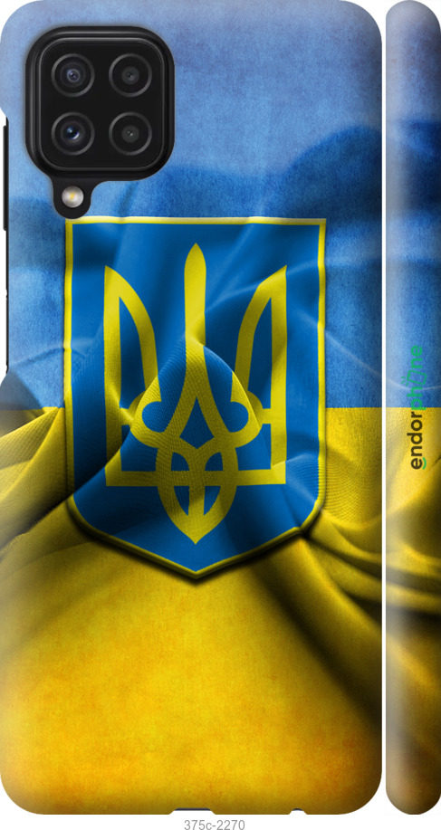

3D пластиковий матовий чохол "Прапор та герб України" для Samsung Galaxy A22 A225F, Блакитний