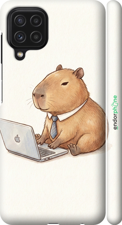 3D пластиковый матовый чехол Funny Capybara CEO Working для Samsung Galaxy M22 M225F - 6777m-2551 изображение 
