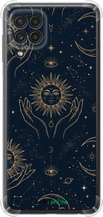 Силикон с усиленными углами чехол Celestial Harmony: Sun & Moon Gold Mystic Pattern для Samsung Galaxy M32 M325F - 6778sp-2558 изображение 
