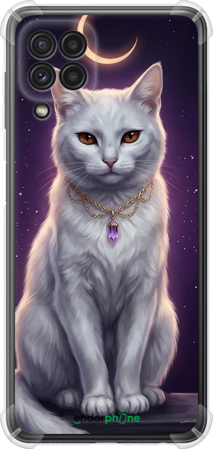 Силіконовий протиударний с посиленими кутами чехол Mystic White Cat Gothic Dark Purple Gold для Samsung Galaxy A22 A225F - 6805sp-2270 изображение 