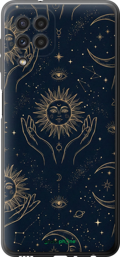 Силиконовый чехол Celestial Harmony: Sun & Moon Gold Mystic Pattern для Samsung Galaxy M22 M225F - 6778u-2551 изображение 