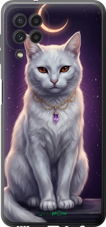 Силіконовий чехол Mystic White Cat Gothic Dark Purple Gold для Samsung Galaxy A22 A225F - 6805u-2270 изображение 
