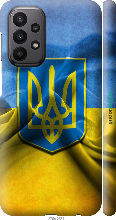 

3D пластиковий матовий чохол "Прапор та герб України" для Samsung Galaxy A23 A235F, Блакитний