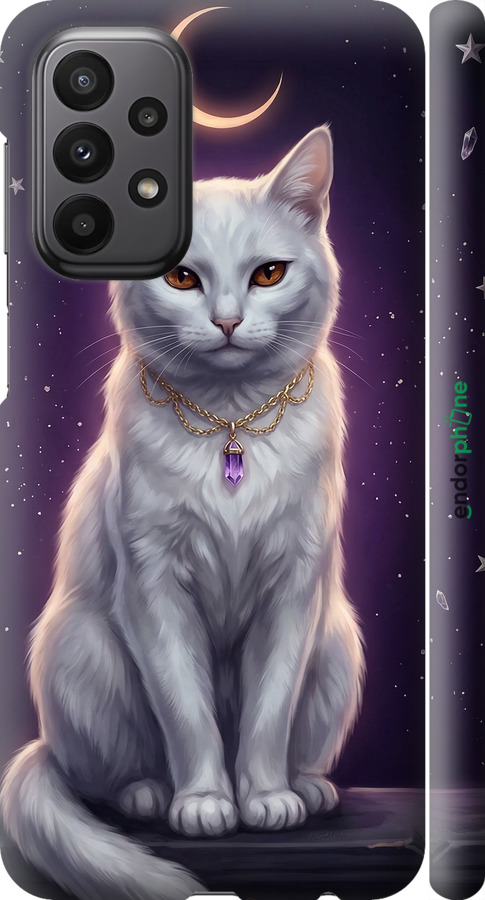 3D пластиковый матовый чехол Mystic White Cat Gothic Dark Purple Gold для Samsung Galaxy A23 A235F - 6805m-2587 изображение 