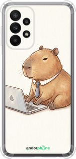 Силикон с усиленными углами чехол 'Funny Capybara CEO Working' для Samsung Galaxy A23 A235F изображение 1