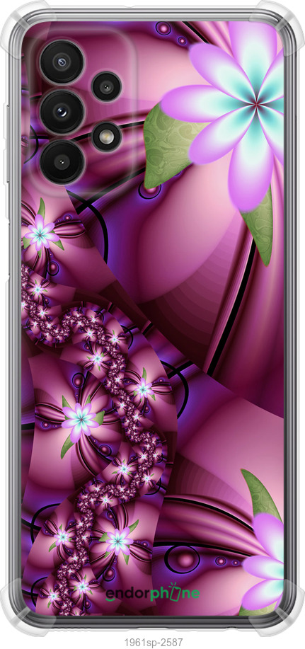 

Силіконовий протиударний с посиленими кутами чохол "Квіткова мозаїка" для Samsung Galaxy A23 A235F, Рожевий