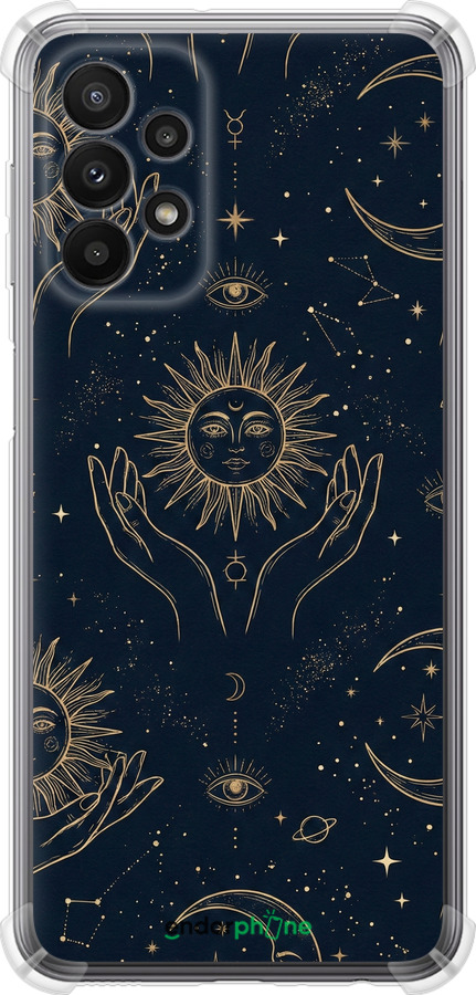 Силіконовий протиударний с посиленими кутами чехол Celestial Harmony: Sun & Moon Gold Mystic Pattern для Samsung Galaxy A23 A235F - 6778sp-2587 изображение 