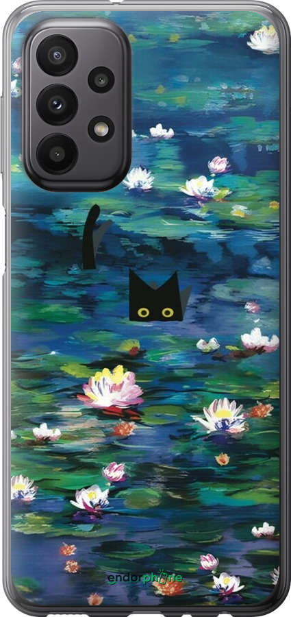 Силиконовый чехол Чехол с изображением водяных лилий Моне и кошек для Samsung Galaxy A23 A235F - 6399u-2587 изображение 