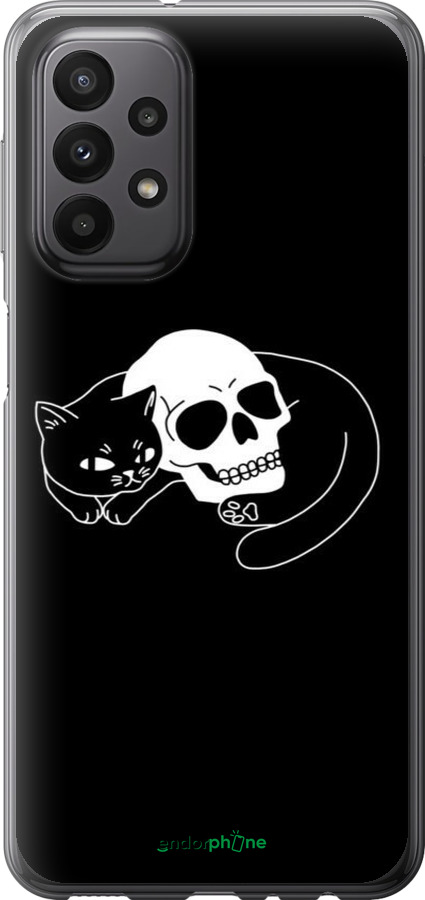 Силиконовый чехол С изображением кота и черепа для Samsung Galaxy A23 A235F - 6491u-2587 изображение 