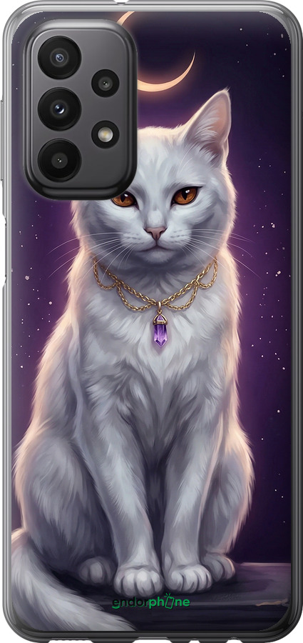 Силиконовый чехол Mystic White Cat Gothic Dark Purple Gold для Samsung Galaxy A23 A235F - 6805u-2587 изображение 
