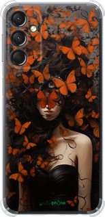 Силикон с усиленными углами чехол Девушка с оранжевыми бабочками для Samsung Galaxy A24 A245F - 5941sp-3020 изображение 