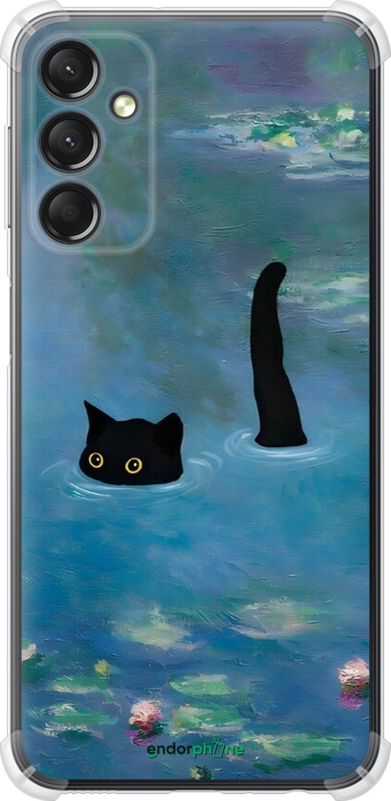 Силикон с усиленными углами чехол С изображением кота и водяной лилии Monet для Samsung Galaxy A24 A245F - 6519sp-3020 изображение 