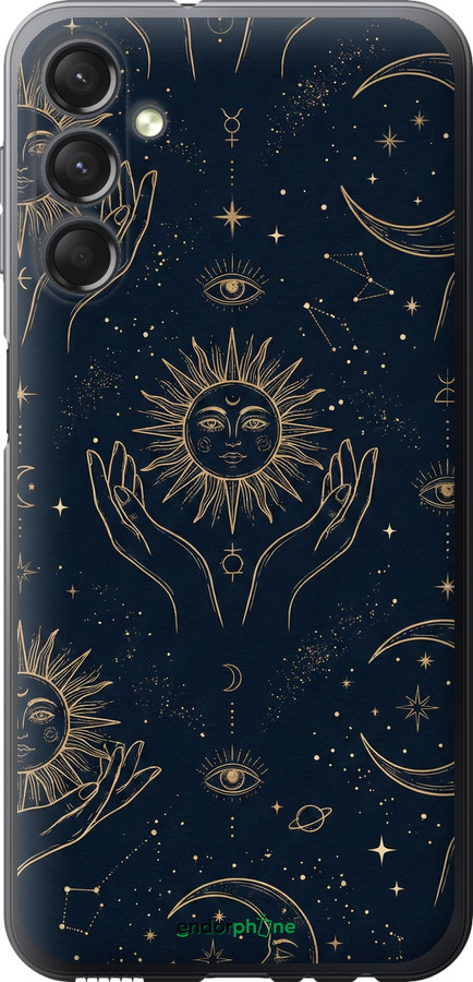 Силиконовый чехол Celestial Harmony: Sun & Moon Gold Mystic Pattern для Samsung Galaxy A24 A245F - 6778u-3020 изображение 
